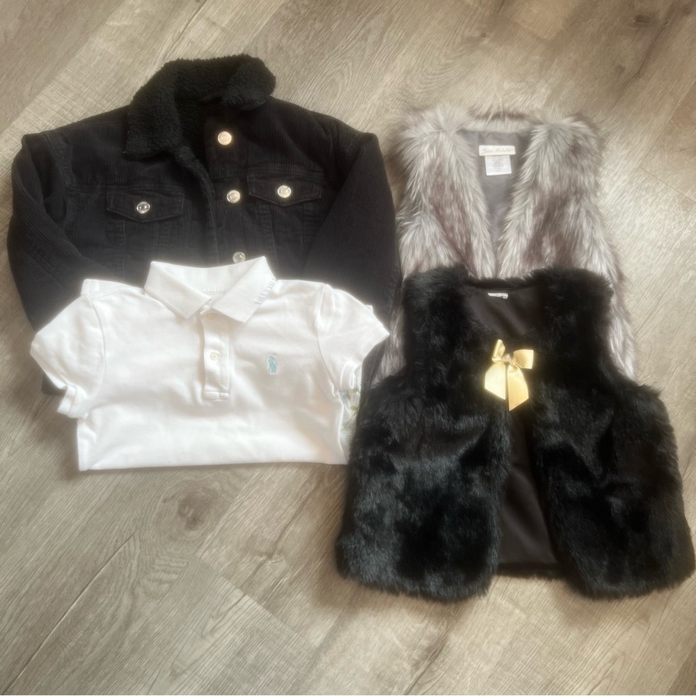 Girls vest, jacket, shirt 4 pieces Ralph Lauren, Forever 21, Jona Michelle